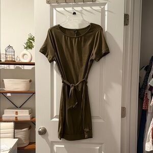 SHEIN Khaki Short Sleeve Mini Dress